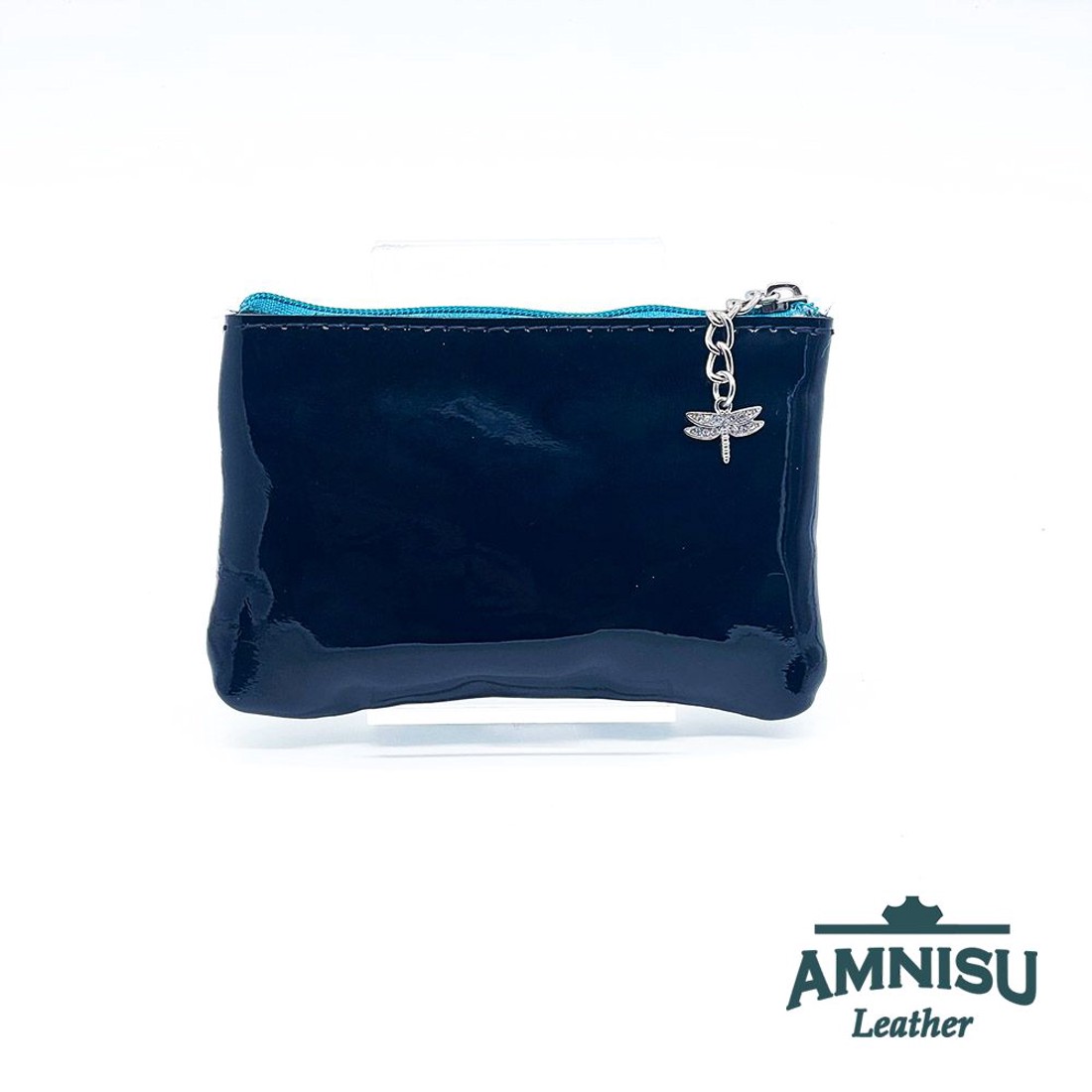 Fekete lakk - türkizkék lakk krokkómintás ívelt egy cipzáras kulcstartó C8002-6020 -  - Meska.hu