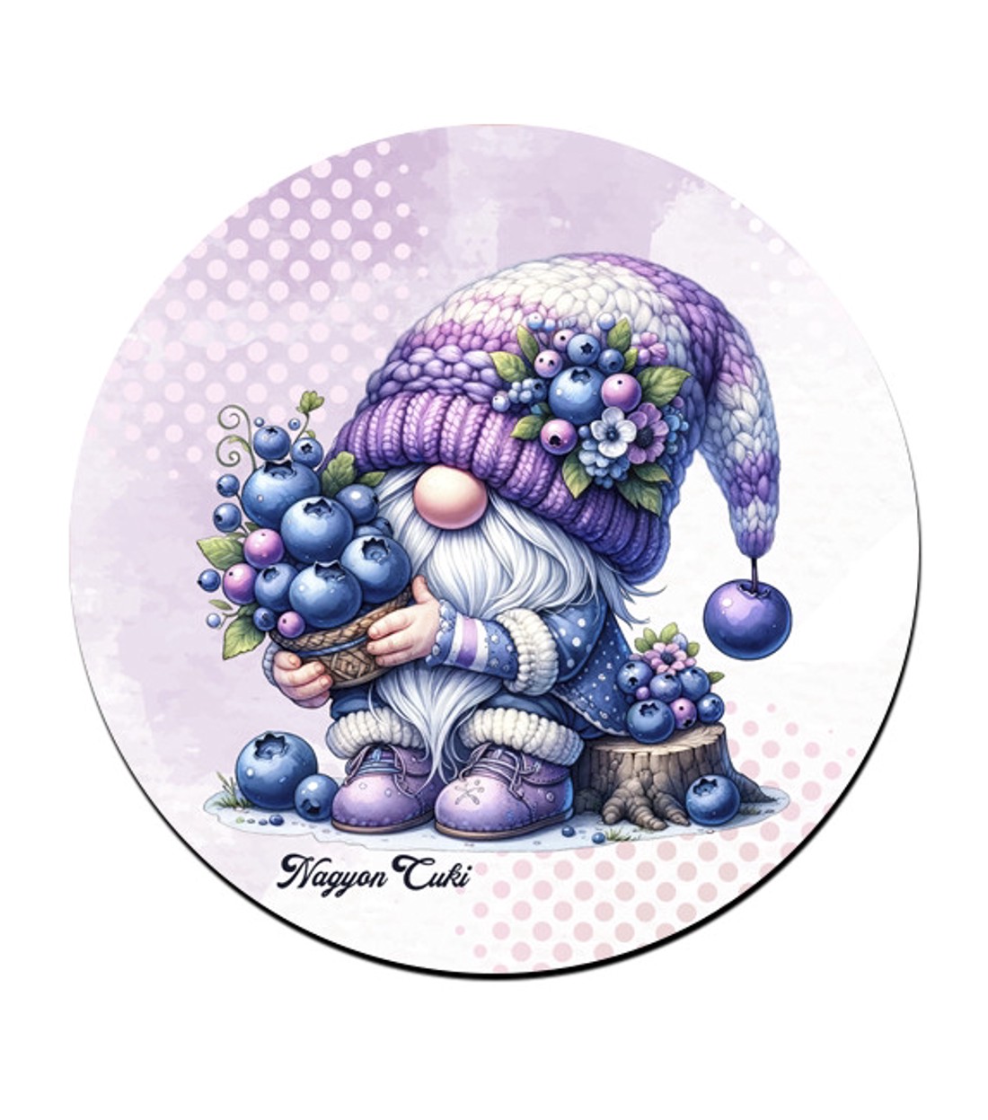 Áfonyás manó sok áfonyával mintás pohár alátét -  - Meska.hu