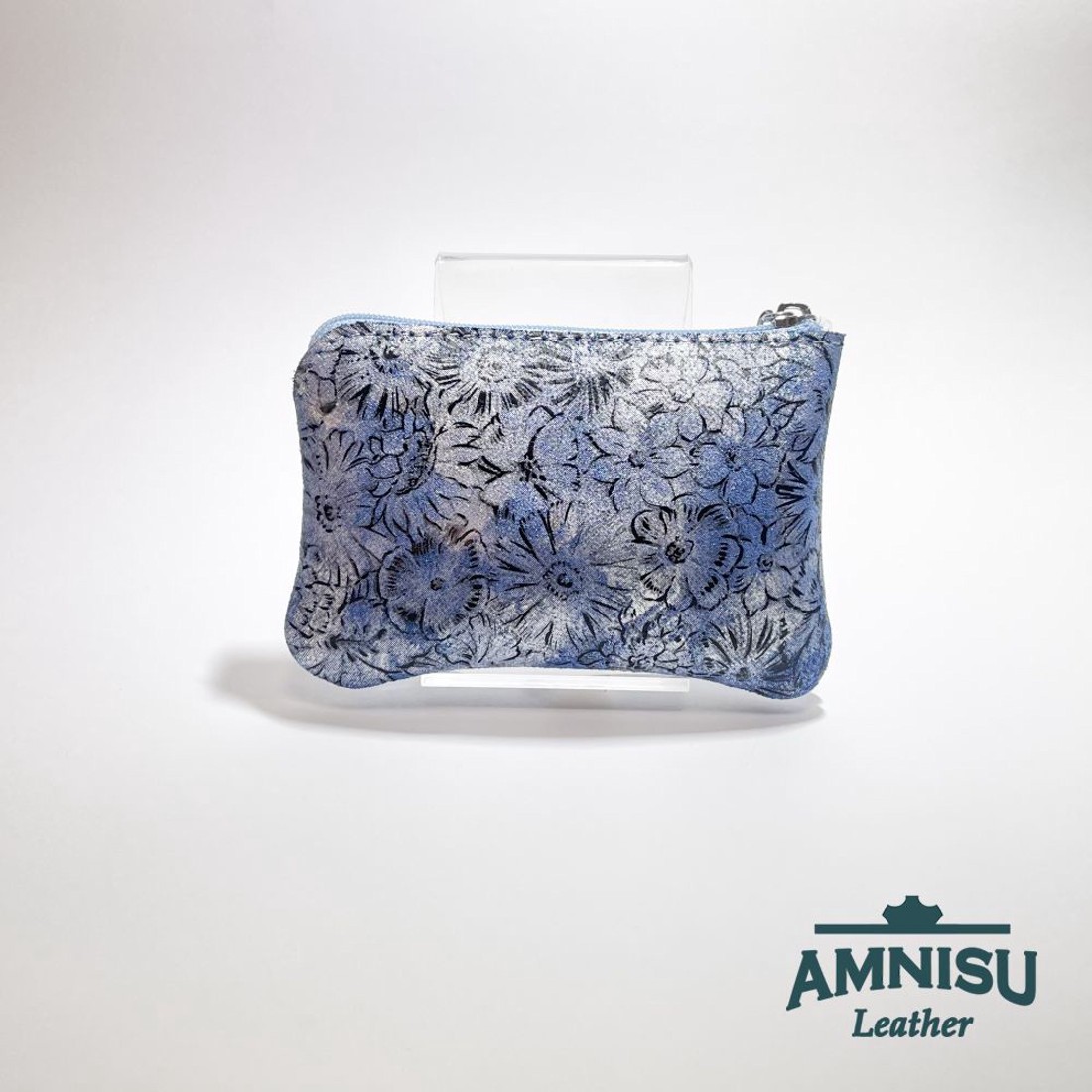 Kék virág mintás egy cipzáras kulcstartó A6017 - táska & tok - kulcstartó & táskadísz - kulcstartó - Meska.hu