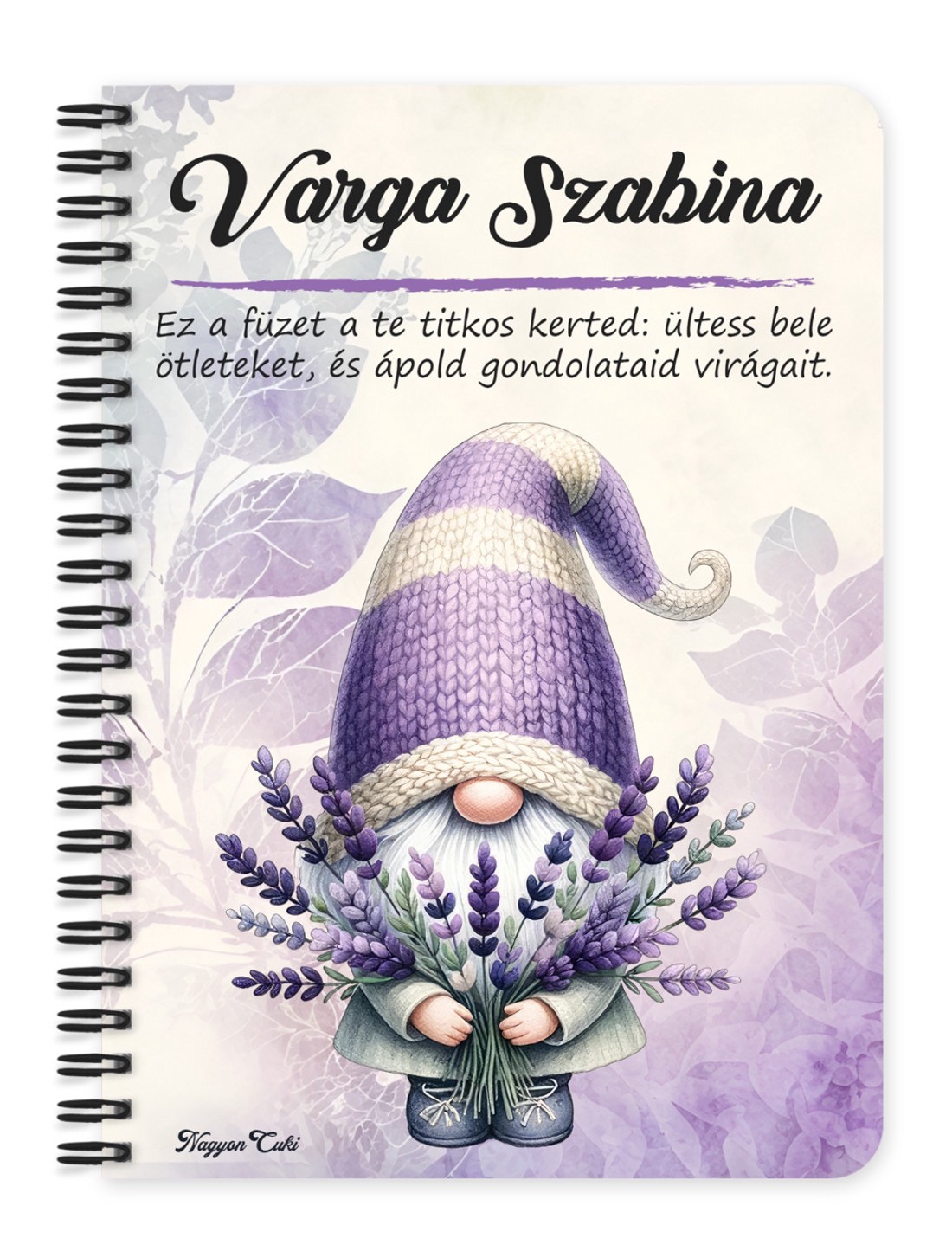 Személyre szabható - Illatos Levendulás manó mintás A6-os füzet - otthon & életmód - papír, írószer - jegyzetfüzet & napló - Meska.hu