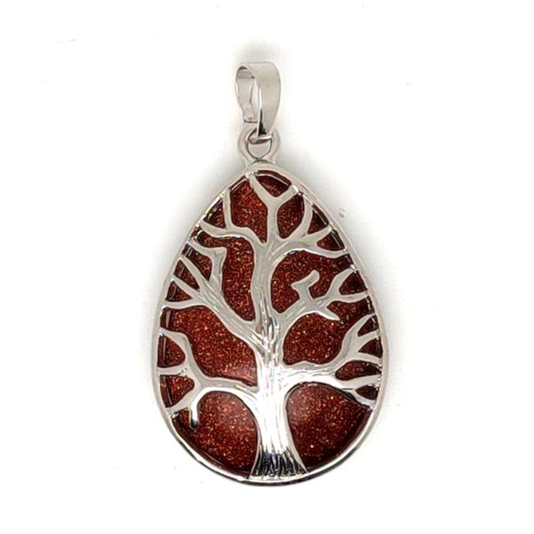 Felezett csepp medál fa goldstone vörös 25x35mm - ékszer - nyaklánc - medál - Meska.hu