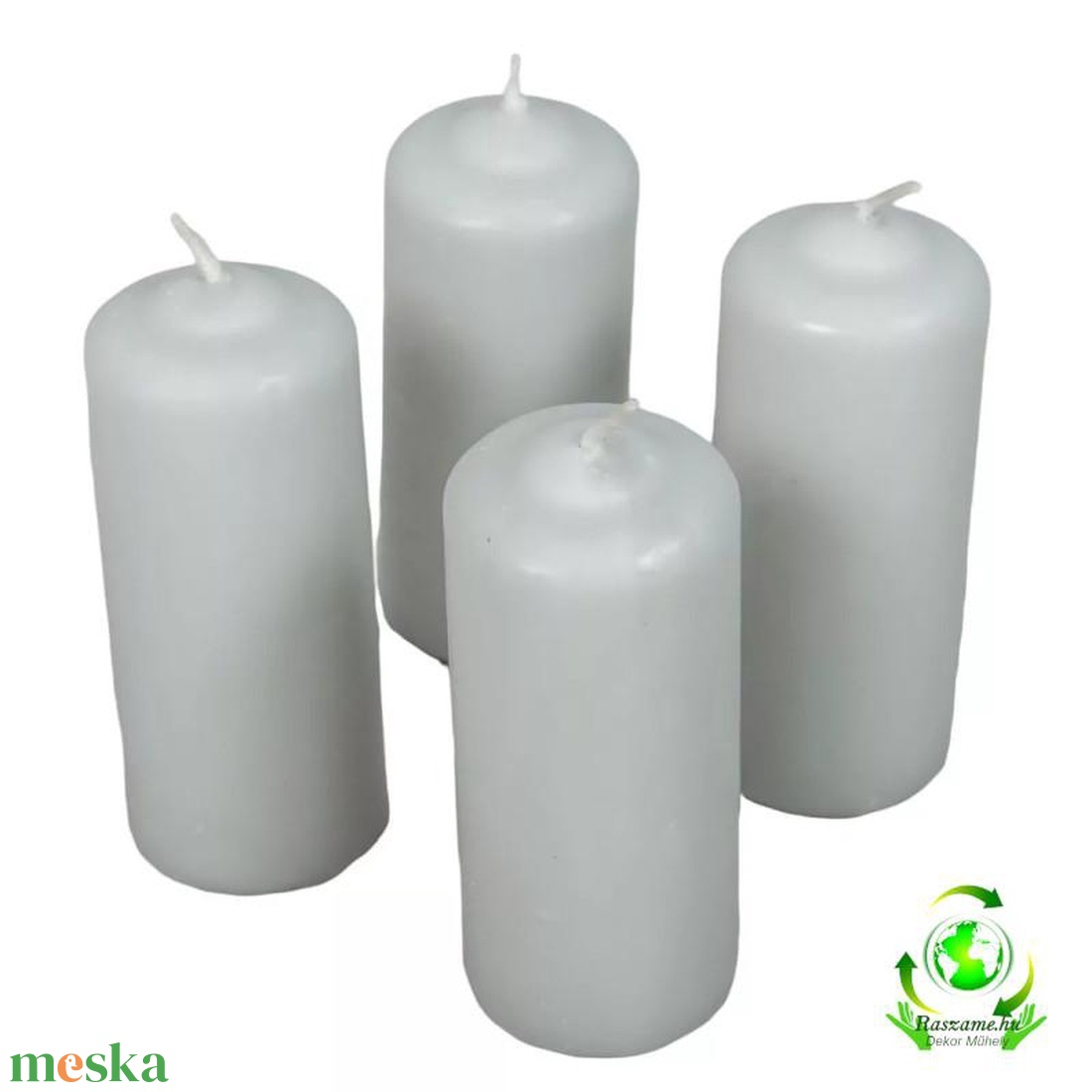 Mártott henger gyertya 40x100 mm - világos szürke - kellékek & szerszámok - dekorációs kellékek - dekorációs gyertya - Meska.hu