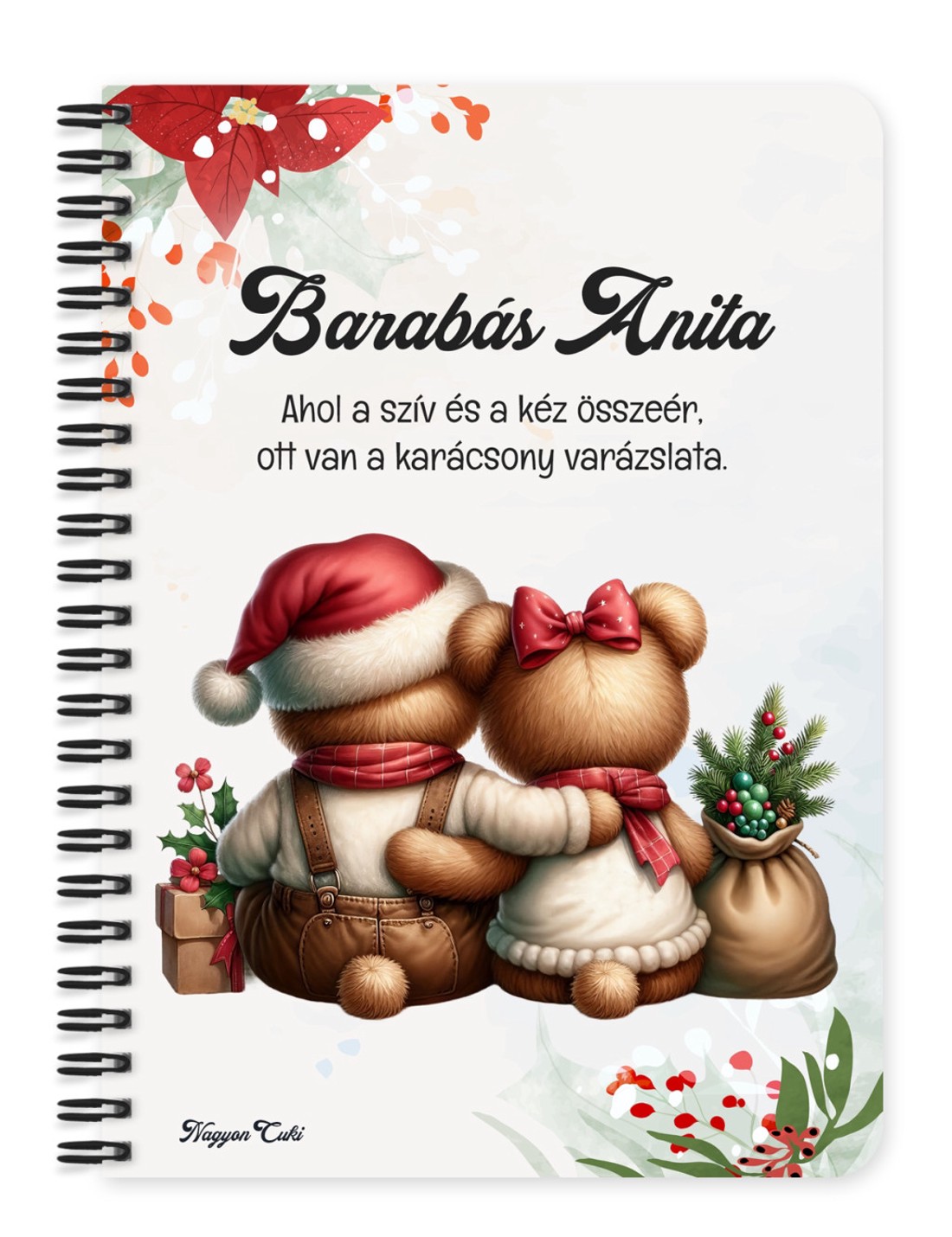 Személyre szabható - Karácsonyi Teddy maci - együtt (kantáros) mintás A6-os füzet - otthon & életmód - papír, írószer - jegyzetfüzet & napló - Meska.hu