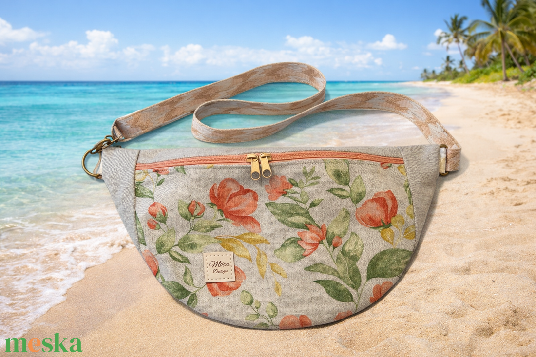 Rózsás virágos nagy Moonlight belt bag - táska & tok - övtáska - Meska.hu