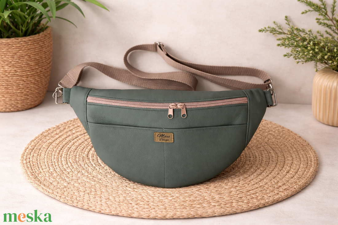 Matt szürke ökobőr nagy Moonligh belt bag - táska & tok - övtáska - Meska.hu
