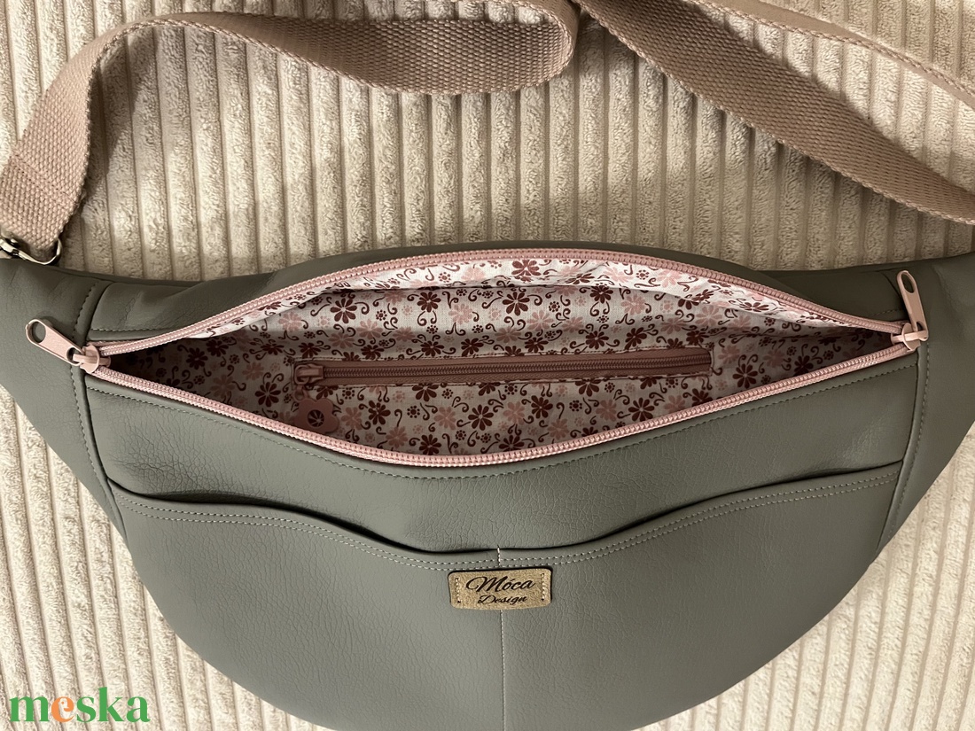Matt szürke ökobőr nagy Moonligh belt bag - táska & tok - övtáska - Meska.hu