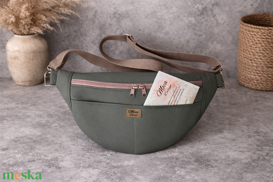 Matt szürke ökobőr nagy Moonligh belt bag - táska & tok - övtáska - Meska.hu