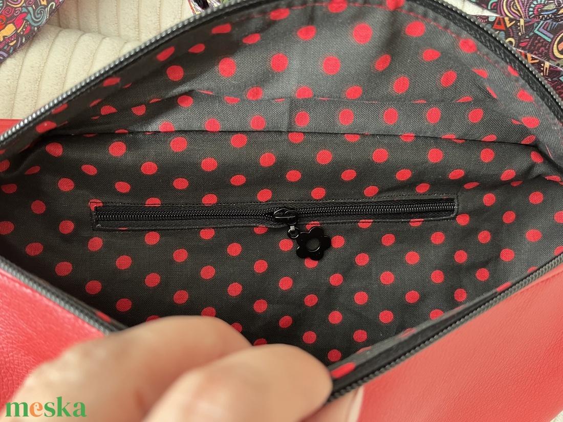 Metál piros ökobőr nagy Moonlight belt bag - táska & tok - övtáska - Meska.hu
