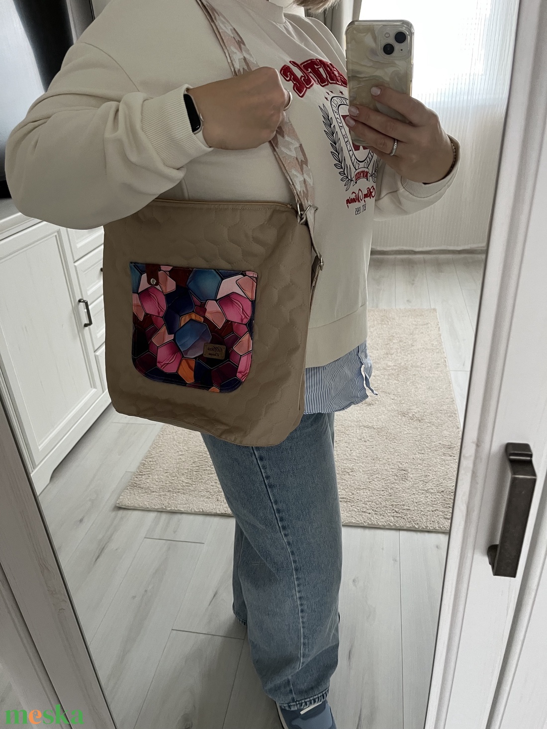 Bézs Morfa hátizsák és válltáska - táska & tok - hátizsák - hátizsák - Meska.hu