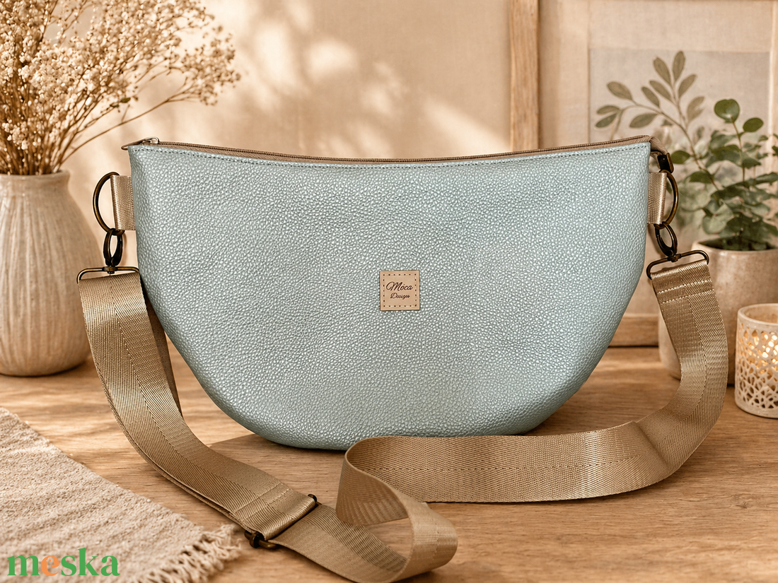 Luna bag, metál zöld - táska & tok - kézitáska & válltáska - vállon átvethető táska - Meska.hu