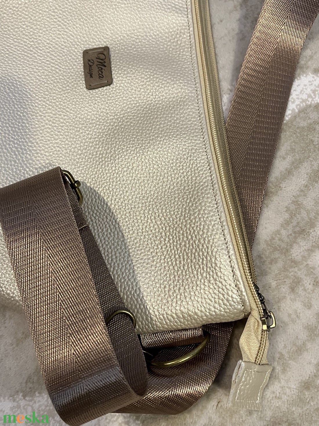 Luna bag világos barna metál fényű - táska & tok - kézitáska & válltáska - vállon átvethető táska - Meska.hu