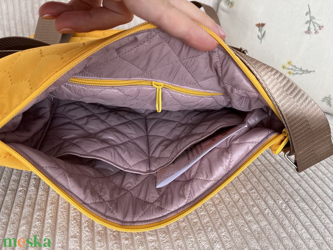 MORFA bag sárga, kék csempemintás  - táska & tok - kézitáska & válltáska - nagy pakolós táska - Meska.hu