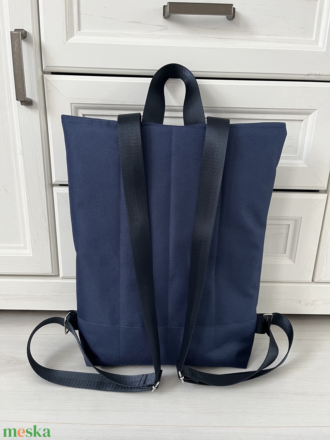 Móca Roll-top navy kék - táska & tok - hátizsák - roll top hátizsák - Meska.hu