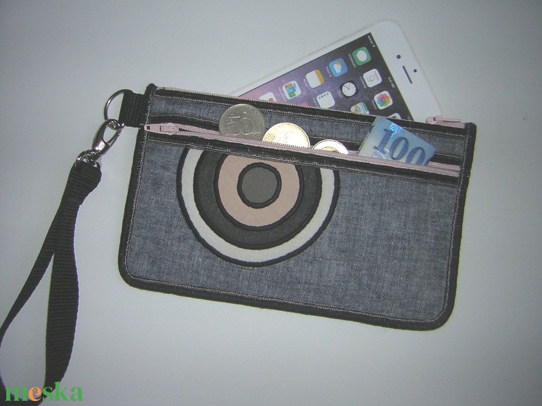 Csuklótáska Mobiltok  cipzáros zsebbel XL telefon tartó  neszesszer tolltartó pénztárca - táska & tok - pénztárca & más tok - telefontok - Meska.hu