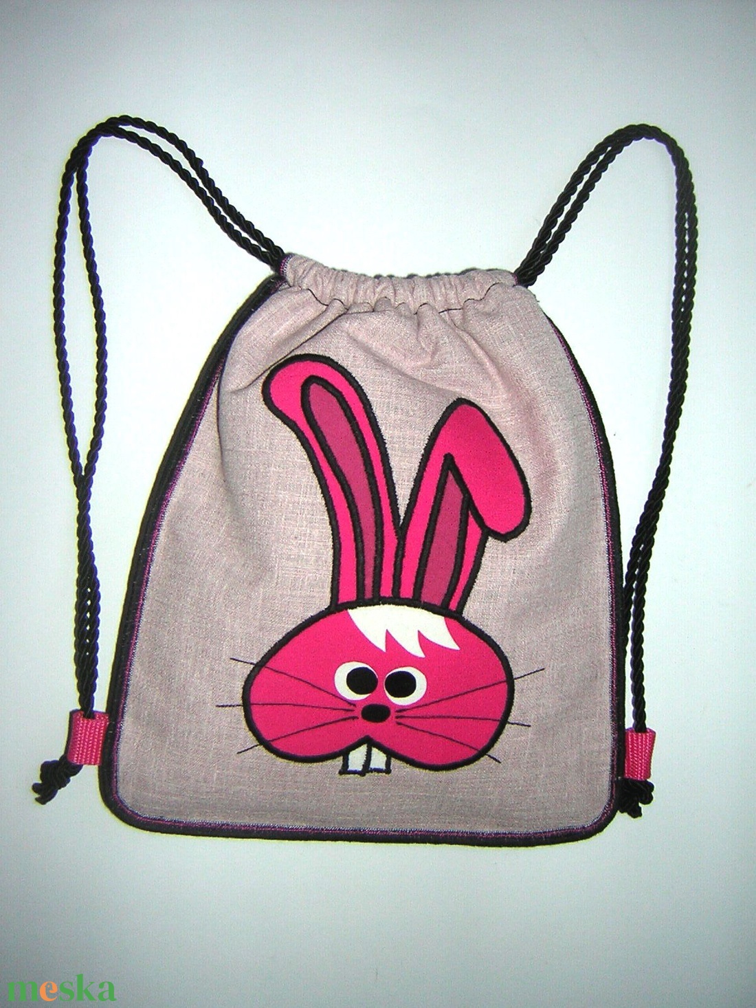 Cuki kislányos tornazsák gymbag ovis táska rózsaszín pink nyuszival - táska & tok - hátizsák - tornazsák, gymbag - Meska.hu