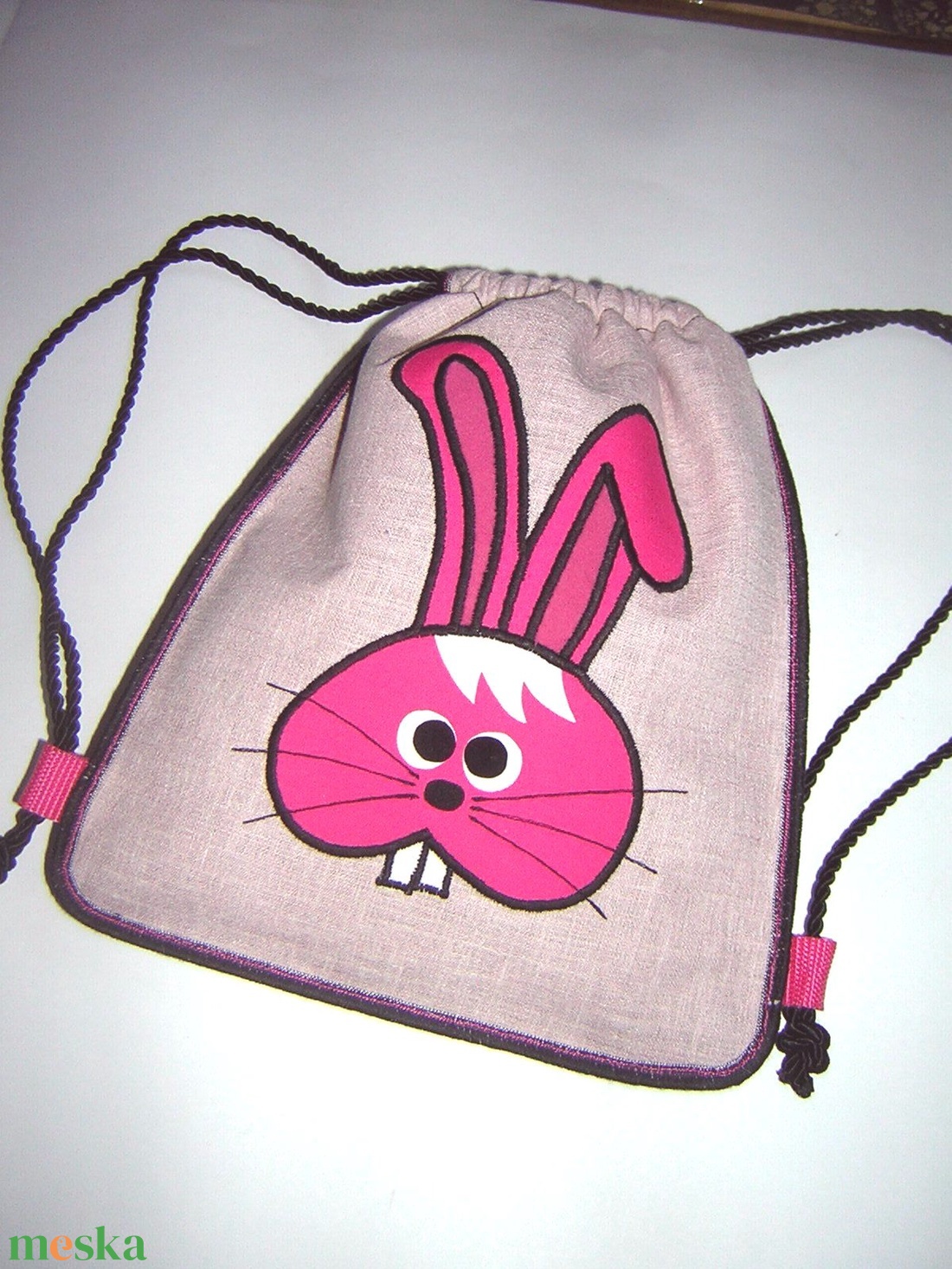 Cuki kislány hátitáska Gyerek hátizsák gymbag ovis táska rózsaszín pink nyuszival - játék & sport - ovis felszerelés - ovis hátizsák - Meska.hu