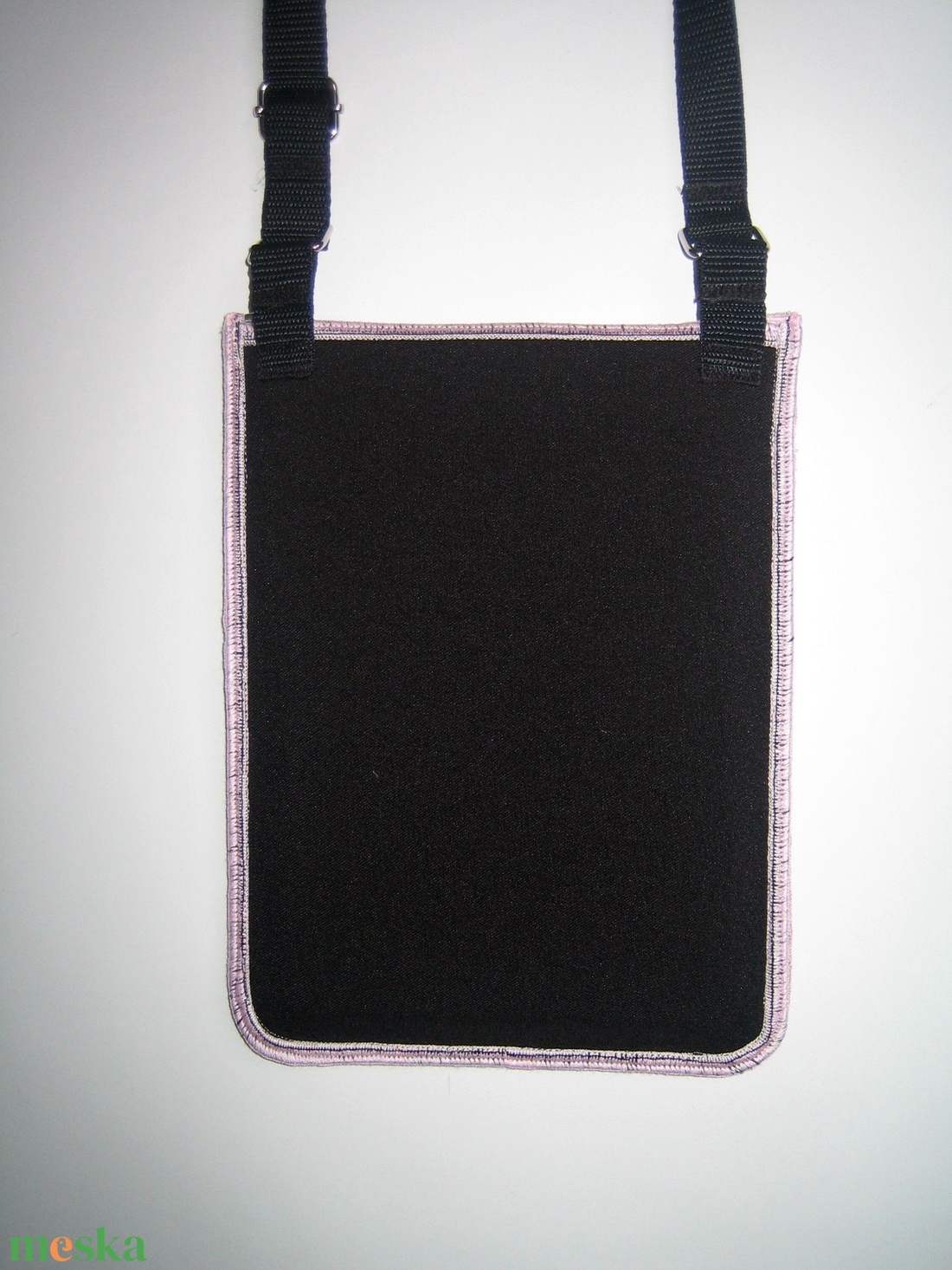 Cicás Oldaltáska kétrekeszes kistáska válltáska fekete rózsaszín iPadmini tok #cicás#kistáska - táska & tok - kézitáska & válltáska - vállon átvethető táska - Meska.hu