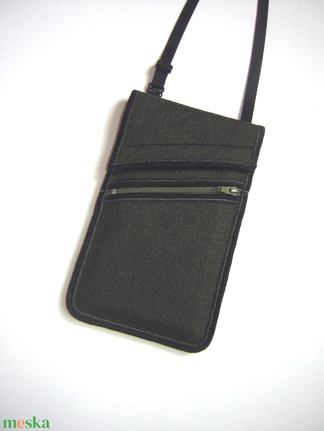 Telefontok kártyatartó kis zsebbel nyakba is akasztható mobiltok kistáska Szabályozható pántos Khaki - táska & tok - pénztárca & más tok - telefontok - Meska.hu