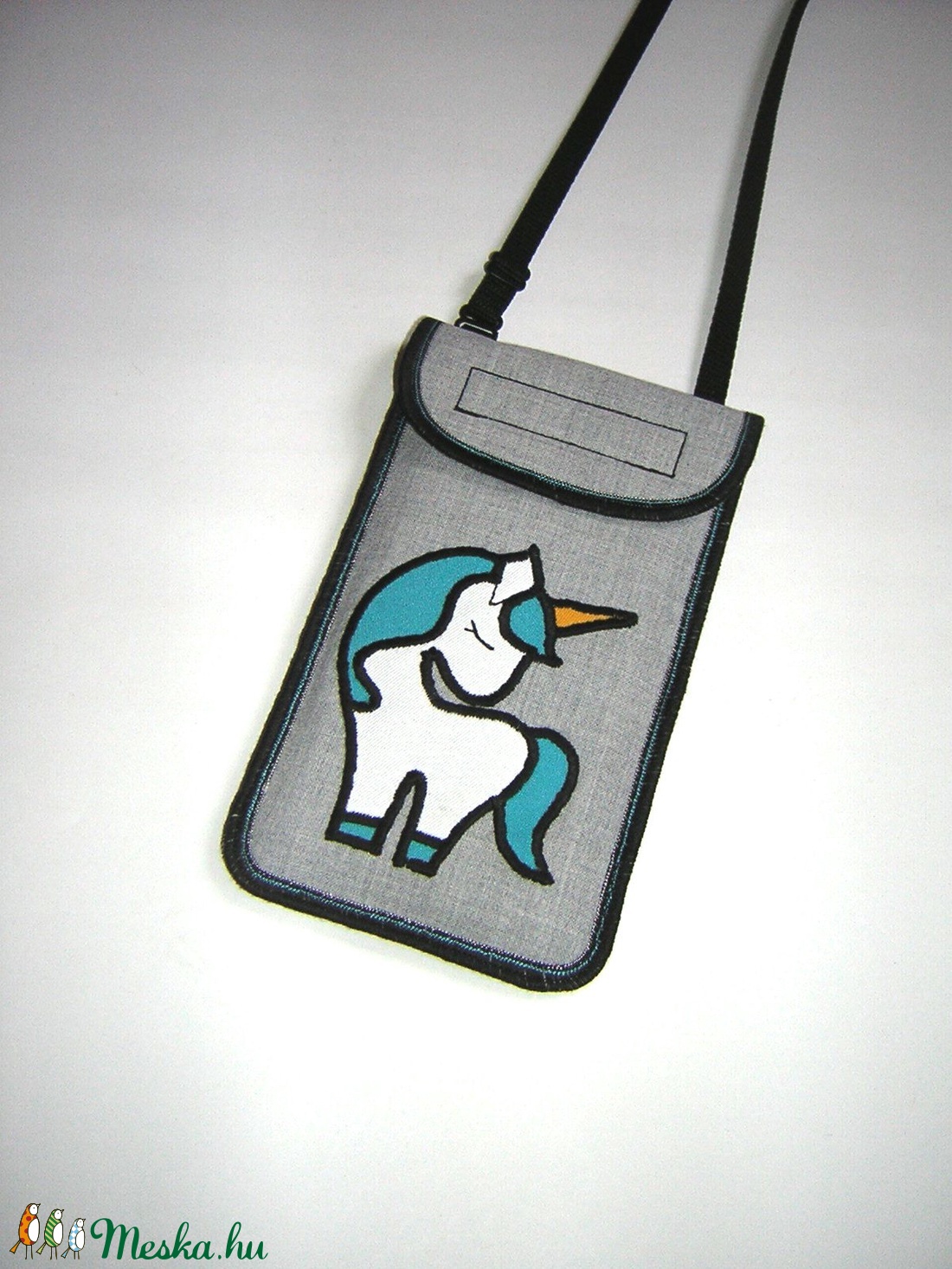 Cuki mobil tok állítható pánttal  XL telefon tartó Nyakba akasztható kistáska unikornis -  - Meska.hu