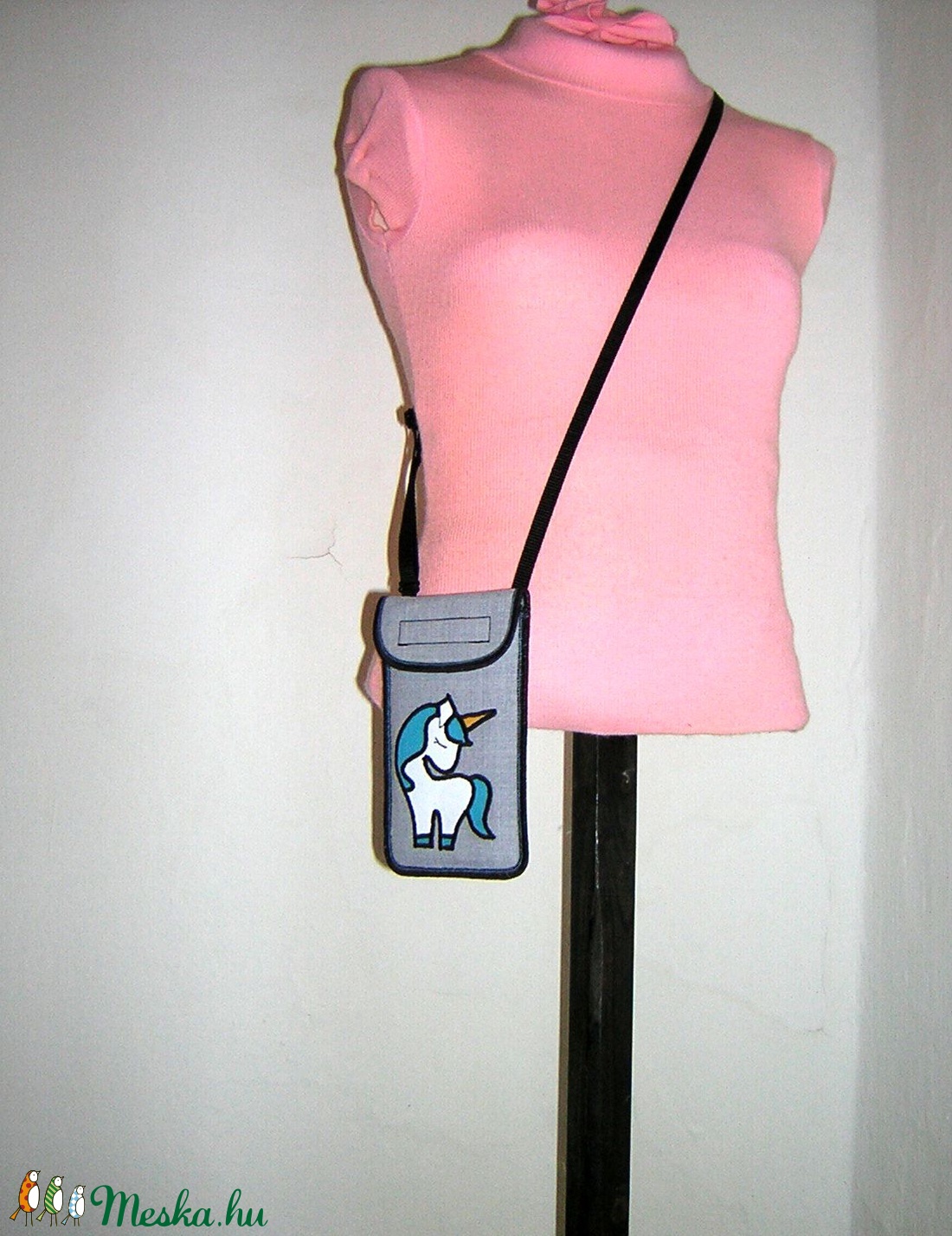 Cuki mobil tok állítható pánttal  XL telefon tartó Nyakba akasztható kistáska unikornis -  - Meska.hu