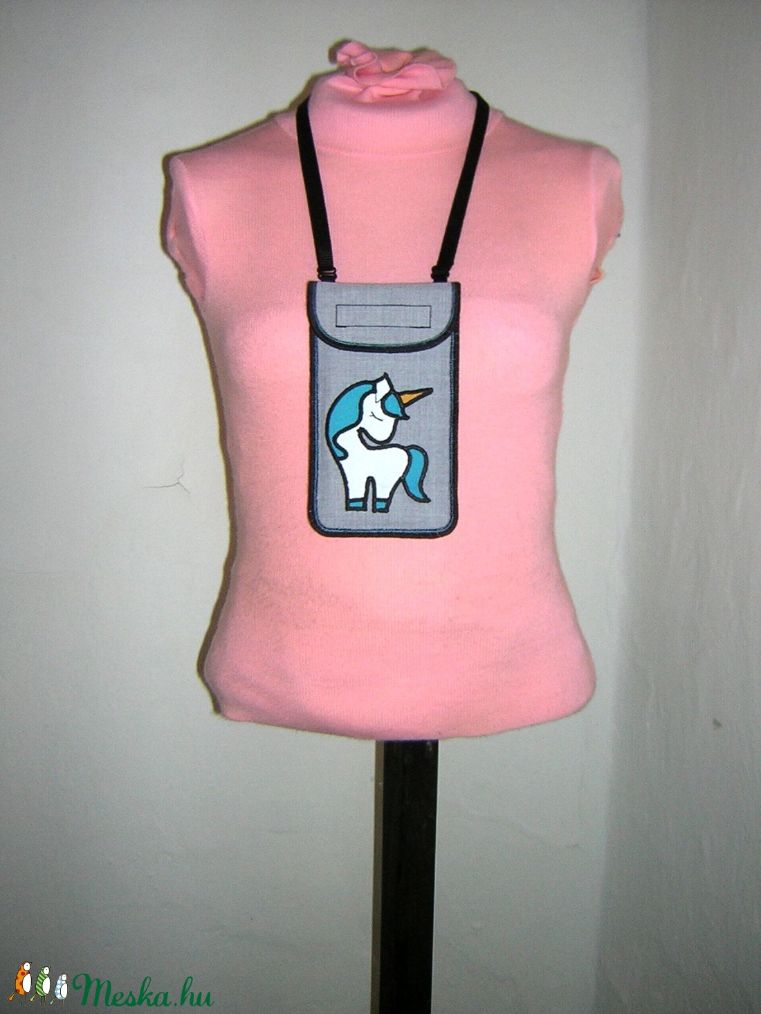 Cuki mobil tok állítható pánttal  XL telefon tartó Nyakba akasztható kistáska unikornis -  - Meska.hu