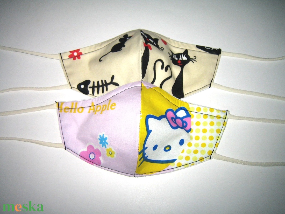 2 db Gyerek Szájmaszk kislányos Cicás és Hello Kitty-s textil maszk - gyerek - gyerek - Meska.hu 2 db Gyerek Szájmaszk kislányos Cicás és Hello Kitty-s textil maszk - gyerek - gyerek - Meska.hu