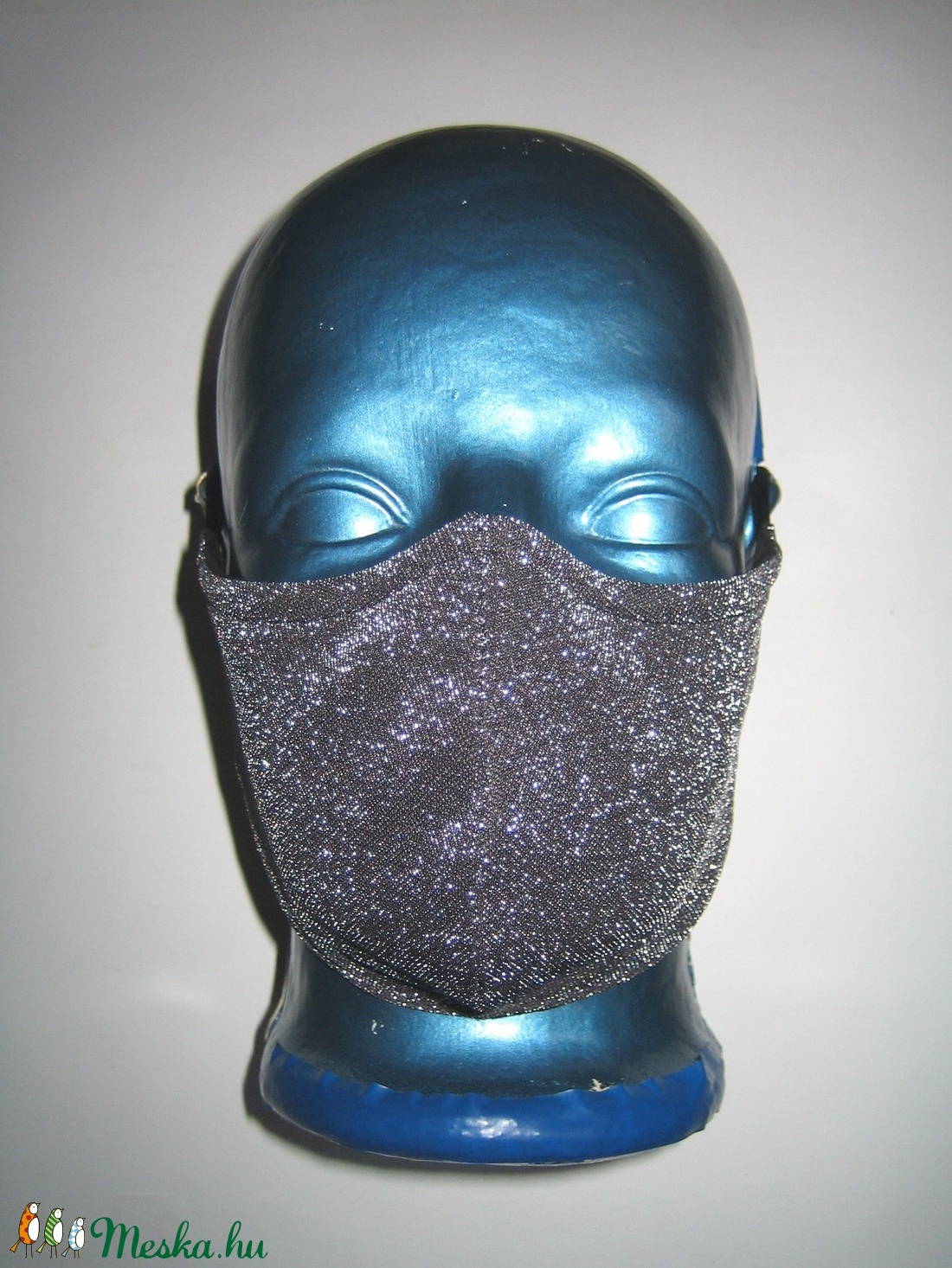 Ezüst csillogó szájmaszk orrmerevítős fülre akasztható lurex maszk fekete-ezüst - maszk, arcmaszk - női - Meska.hu