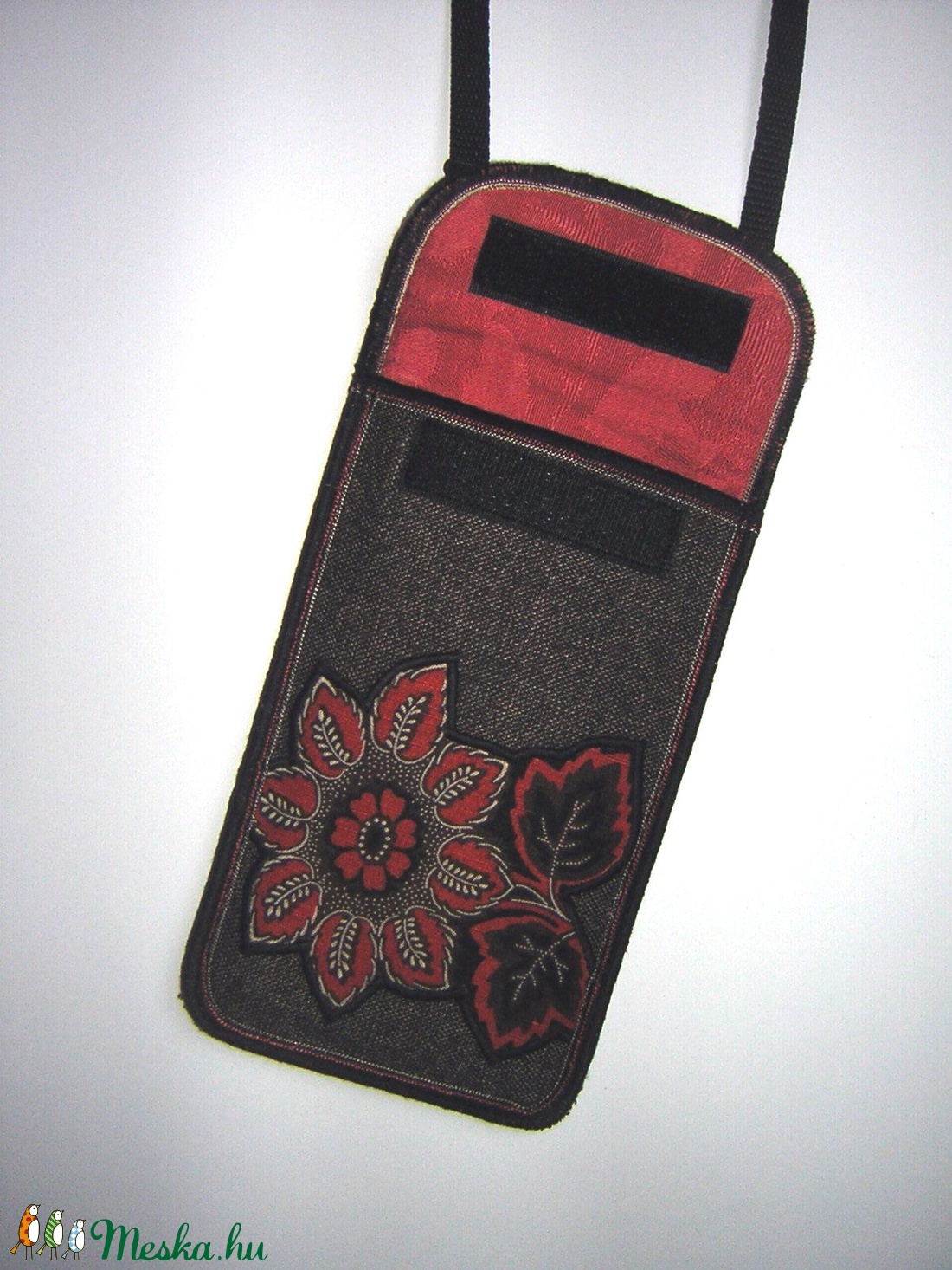 Mobiltok állítható pánttal  XL telefon tartó Nyakba akasztható kistáska virágos - táska & tok - pénztárca & más tok - telefontok - Meska.hu