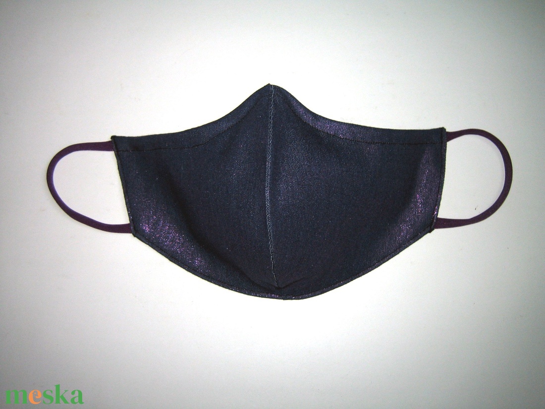 Metálfényű szájmaszk orrmerevítős fülre akasztható maszk exkluzív csillogó textilmaszk lila-kék - maszk, arcmaszk - női - Meska.hu
