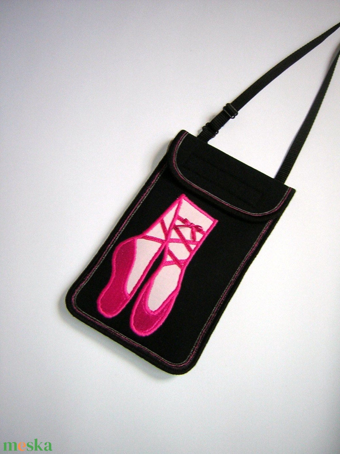 Balettcipők Mobiltok állítható pánttal  XL telefon tartó nyakbaakasztható kistáska - táska & tok - pénztárca & más tok - telefontok - Meska.hu