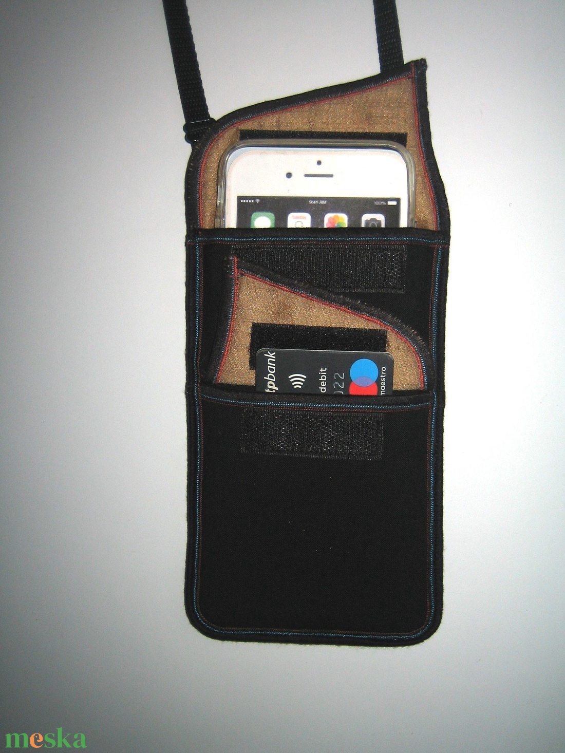 Zsebes telefontok állítható pánttal  XL telefon tartó Nyakba akasztható kistáska Színes - táska & tok - pénztárca & más tok - telefontok - Meska.hu