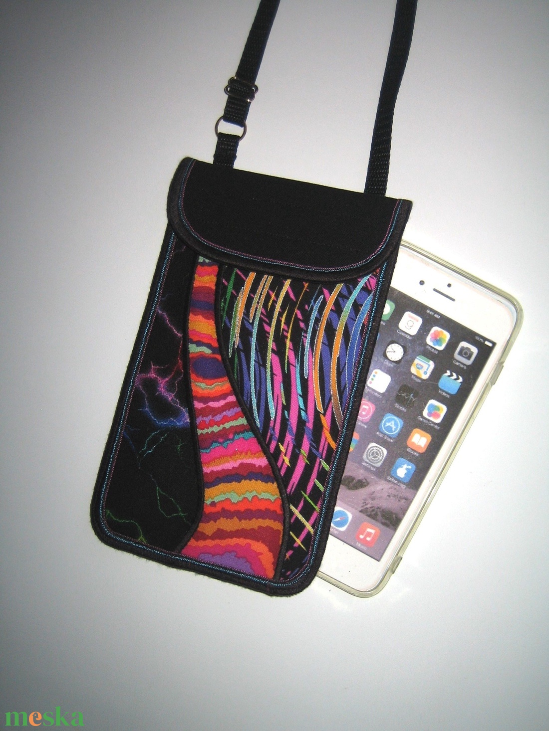 Mobiltok állítható pántos  XL telefon tartó Nyakba akasztható kistáska Színes - táska & tok - pénztárca & más tok - telefontok - Meska.hu