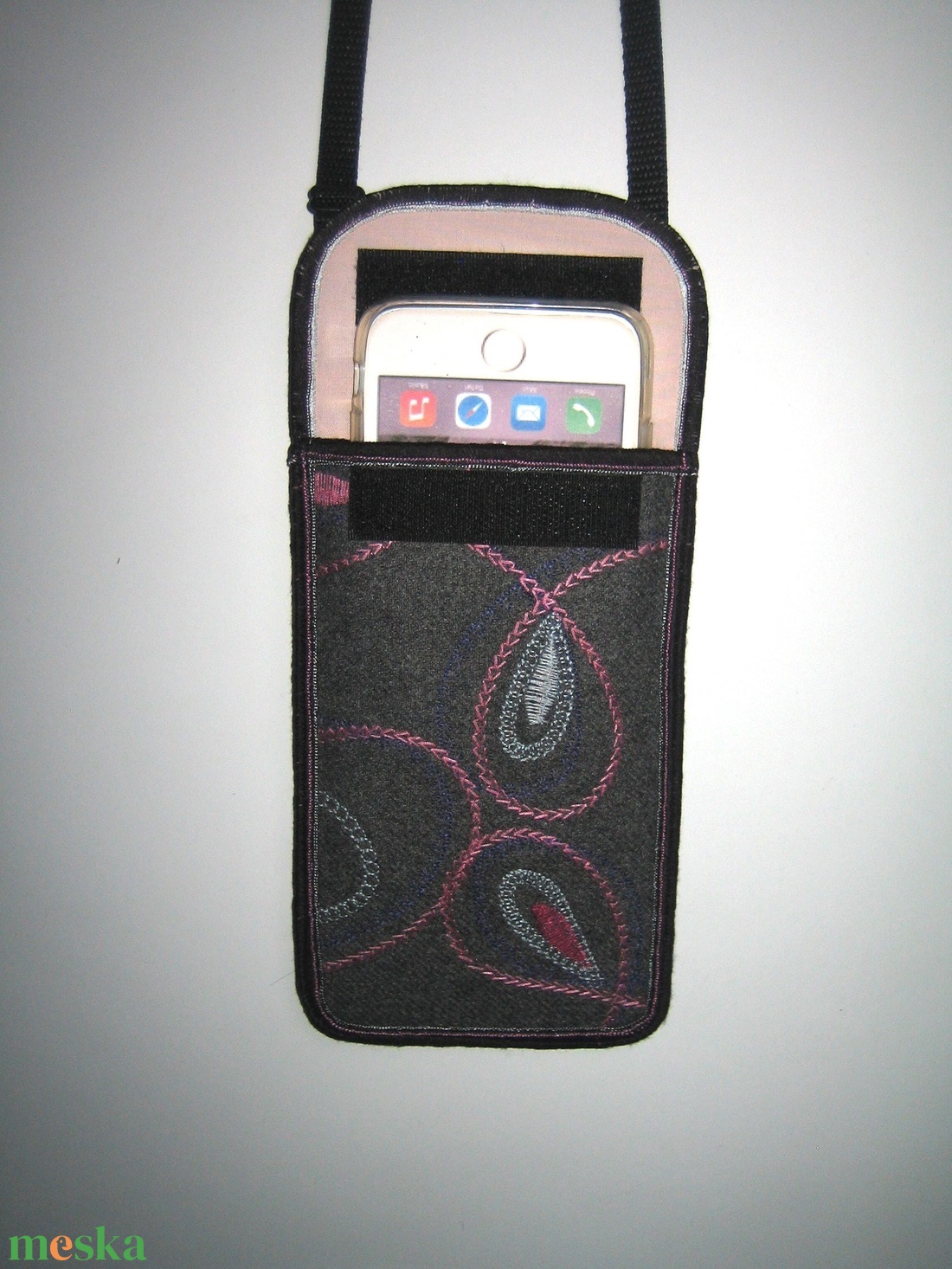 Mobiltok állítható pánttal nagy méretű telefonokhoz 2in1 kistáska Szürke-Rózsaszín-Világoskék #telefontok - táska & tok - pénztárca & más tok - telefontok - Meska.hu