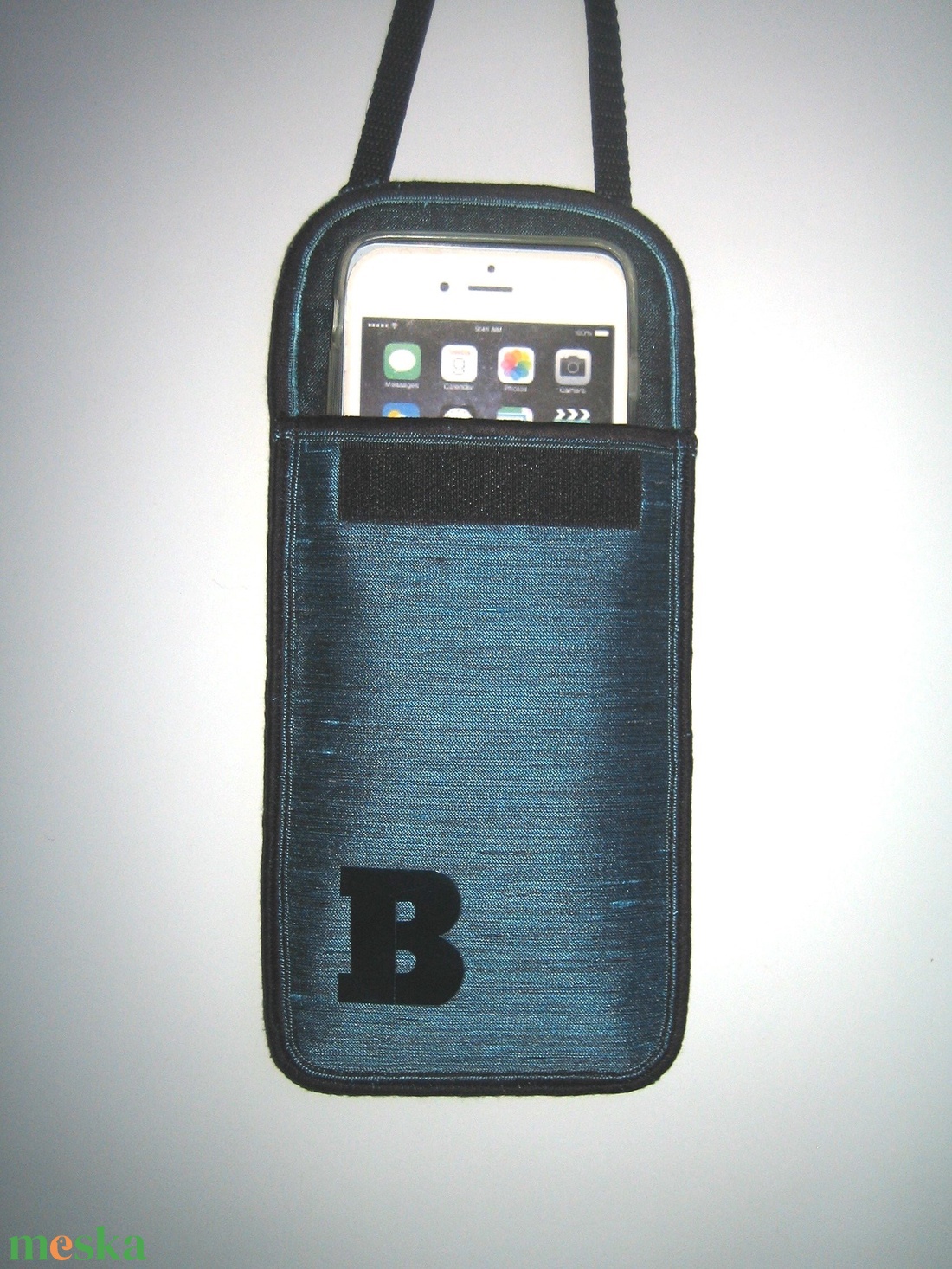 Betűs Mobiltok állítható pántos  XL telefon tartó Nyakba is akasztható 2in1 kistáska B türkiz tok - táska & tok - pénztárca & más tok - telefontok - Meska.hu