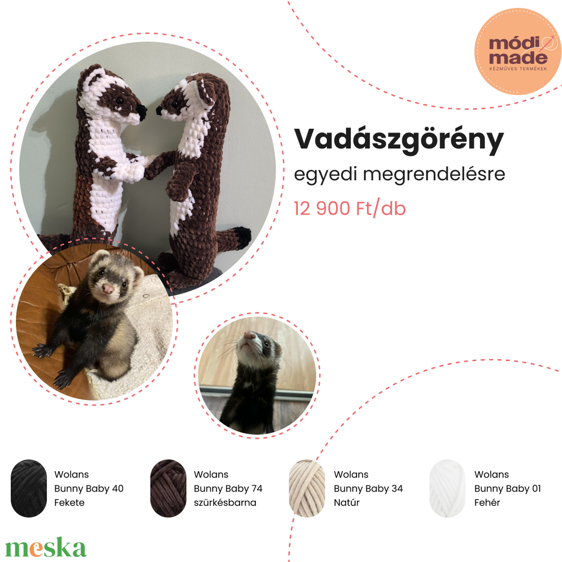 Egyedi horgolt vadászgörény - játék & sport - plüssállat & játékfigura - más figura - Meska.hu