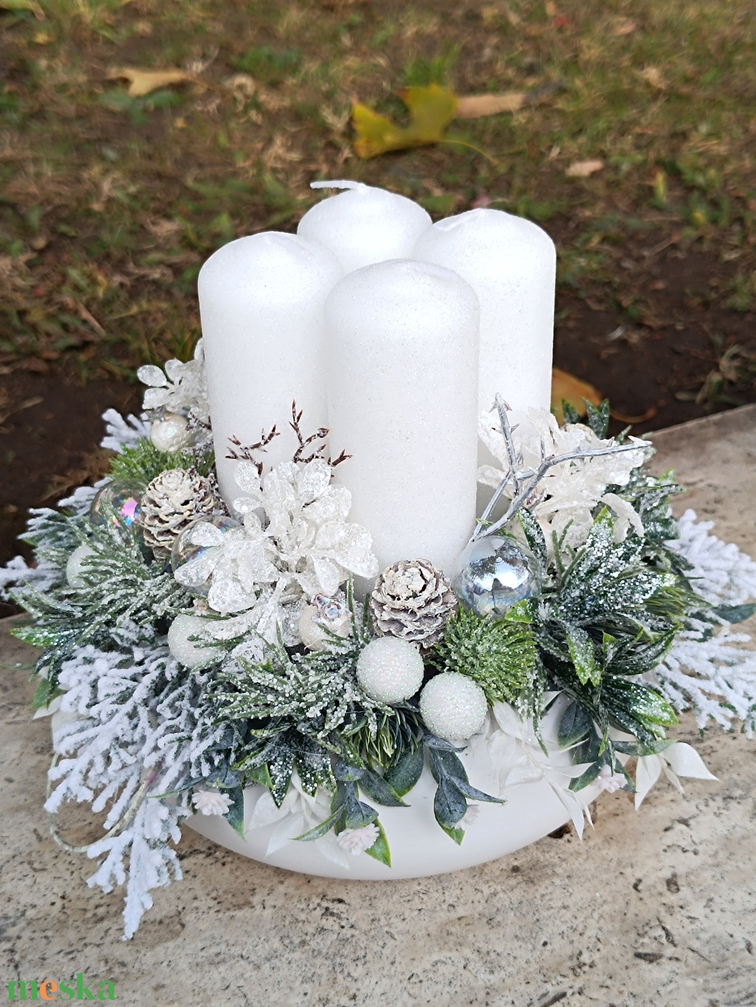 Csodás fehér adventi tál - karácsony - adventi díszek - adventi asztaldísz - Meska.hu Csodás fehér adventi tál - karácsony - adventi díszek - adventi asztaldísz - Meska.hu