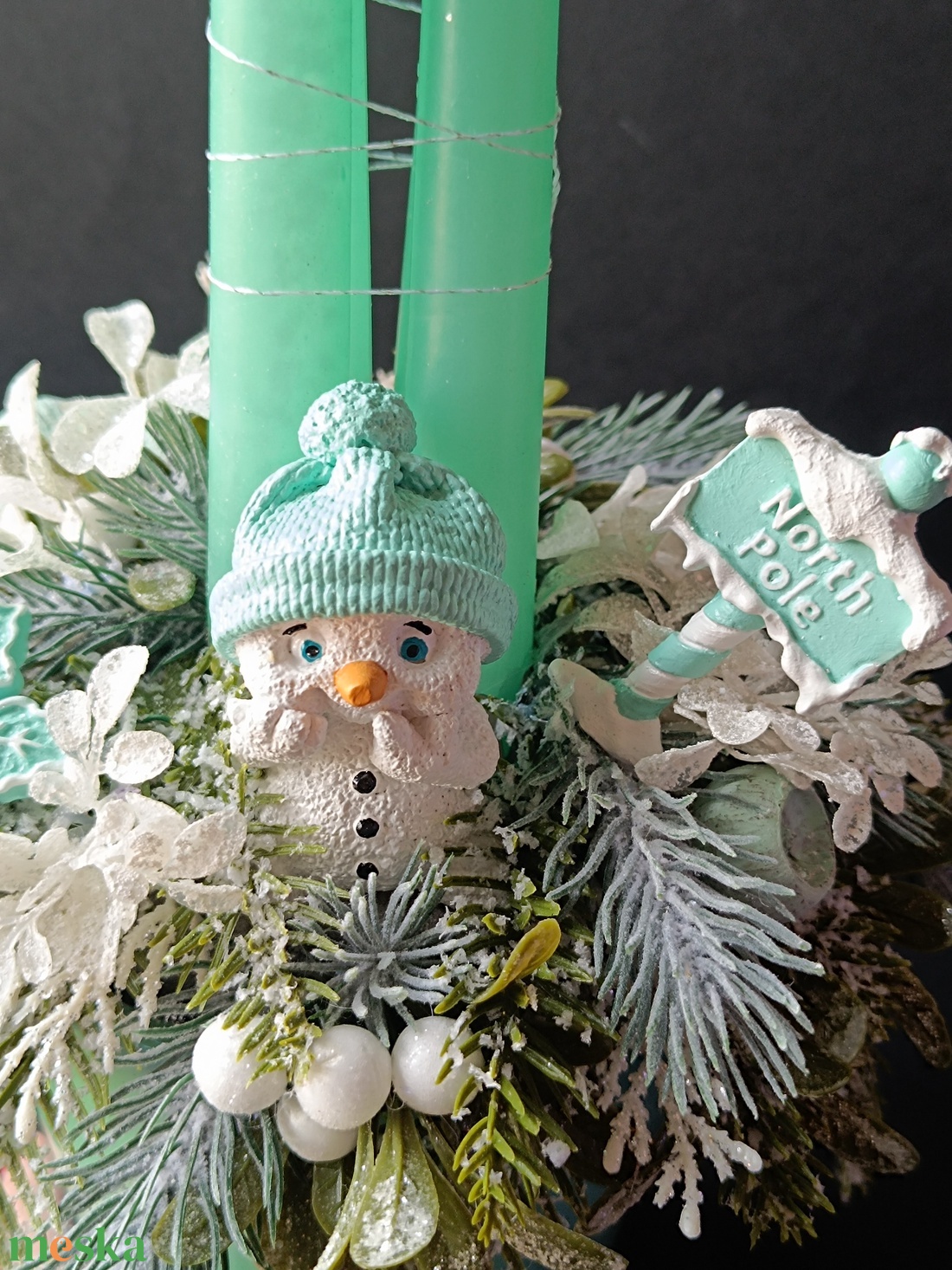 Menta adventi kaspó hóemberrel - karácsony - adventi díszek - adventi asztaldísz - Meska.hu