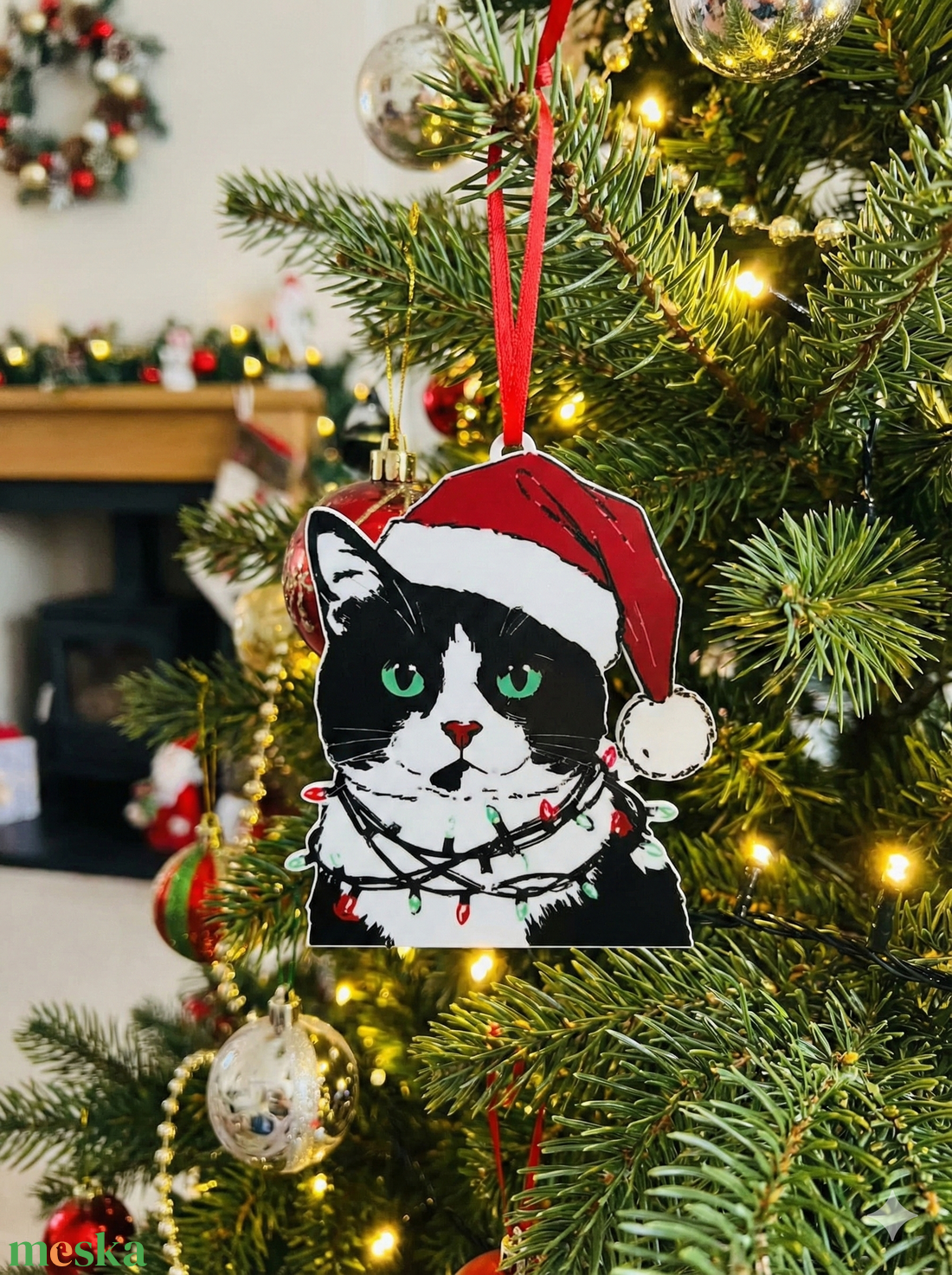 Karácsonyi Cicák - karácsony - karácsonyi lakásdekoráció - karácsonyfadíszek - Meska.hu