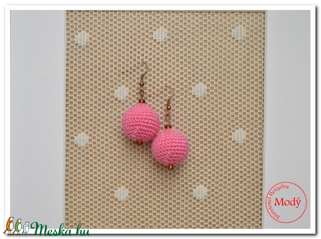 Pink Lady - horgolt fülbevaló  - ékszer - fülbevaló - lógó fülbevaló - Meska.hu