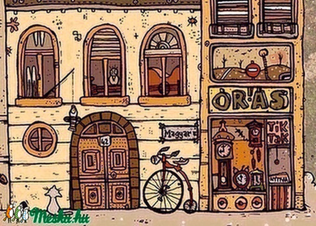 LIMITÁLT számú művészi NYOMAT, Illusztráció, Grafika, Print saját grafikámról, Kaktuszok háza, A4 -  - Meska.hu