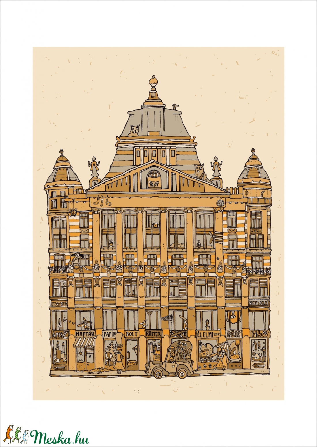 Anker Palota - számozott nyomat, illusztráció, print, A5 méretben - művészet - Meska.hu