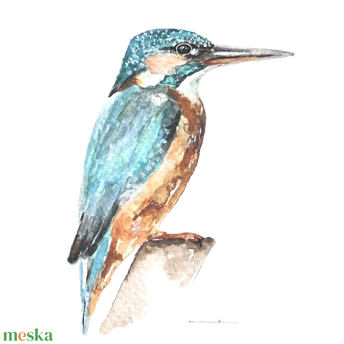 Eredeti akvarell jégmadár madár festmény - művészet - festmény - akvarell - Meska.hu
