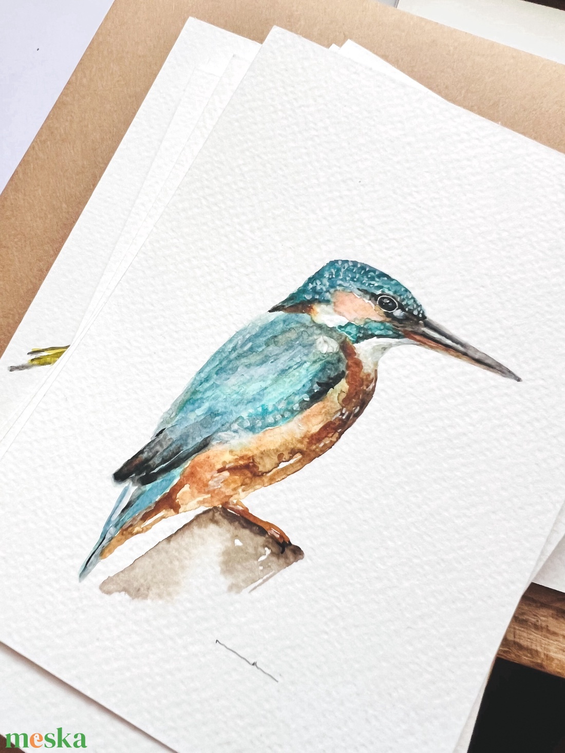 Eredeti akvarell jégmadár madár festmény - művészet - festmény - akvarell - Meska.hu