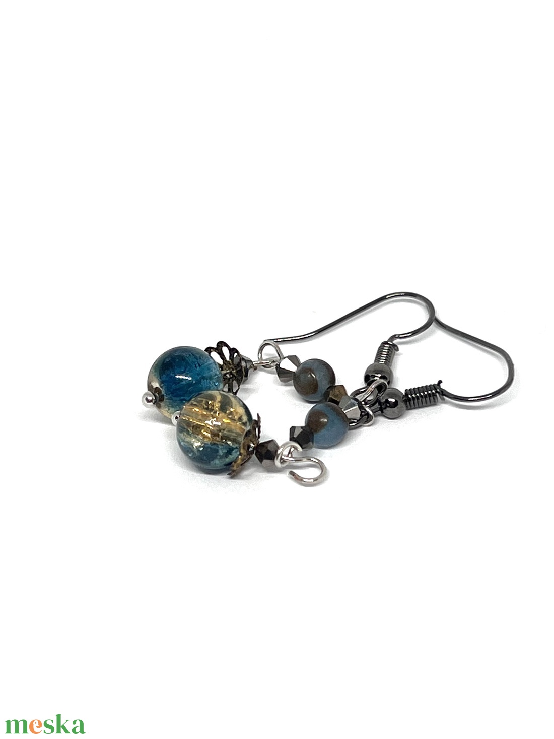 Tengerk�k színátmenetes lógós gyöngy fülbevaló - ékszer - fülbevaló - lógó fülbevaló - Meska.hu