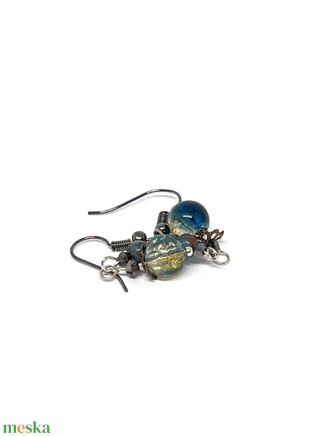 Tengerk�k színátmenetes lógós gyöngy fülbevaló - ékszer - fülbevaló - lógó fülbevaló - Meska.hu