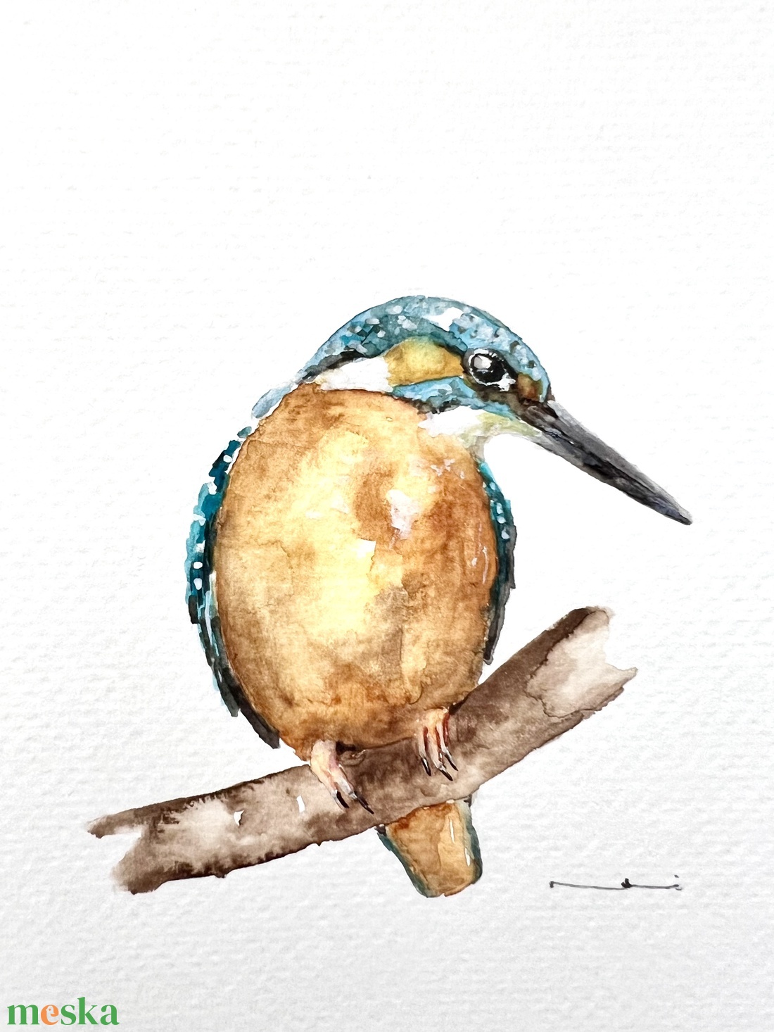 Eredeti akvarell jégmadár madár festmény - művészet - festmény - akvarell - Meska.hu