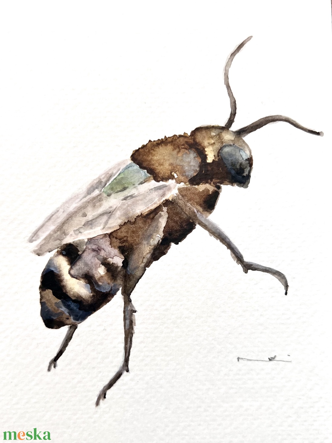 Eredeti akvarell méhecske festmény - művészet - festmény - akvarell - Meska.hu