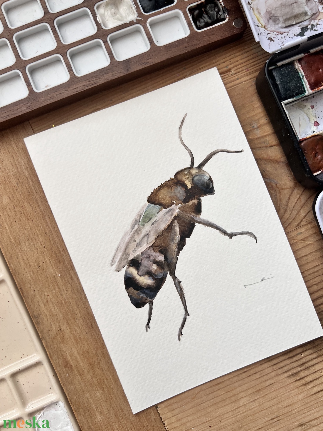 Eredeti akvarell méhecske festmény - művészet - festmény - akvarell - Meska.hu