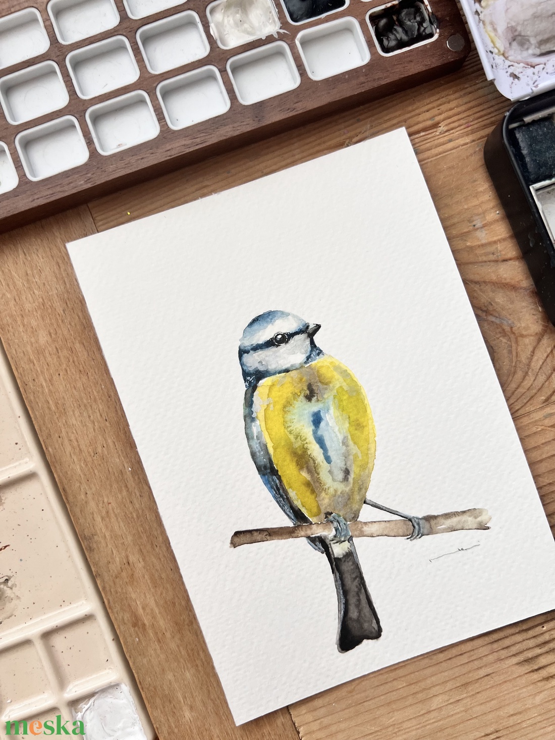 Eredeti akvarell cinke madár festmény - művészet - festmény - akvarell - Meska.hu