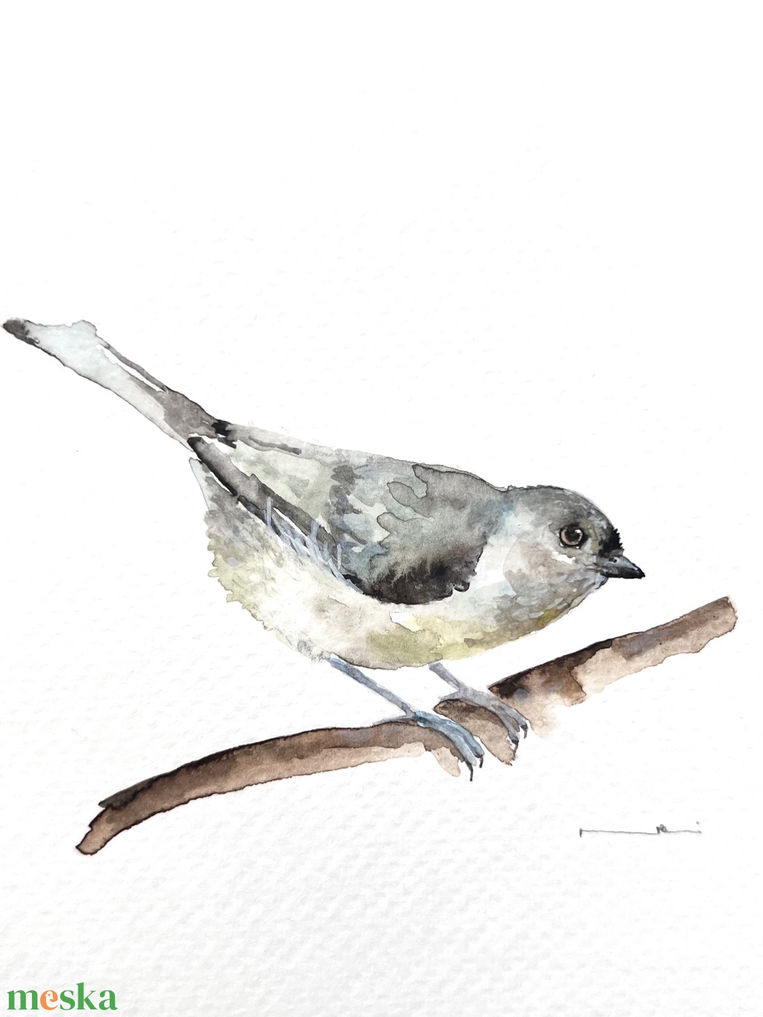 Eredeti akvarell cinege madár festmény - művészet - festmény - akvarell - Meska.hu
